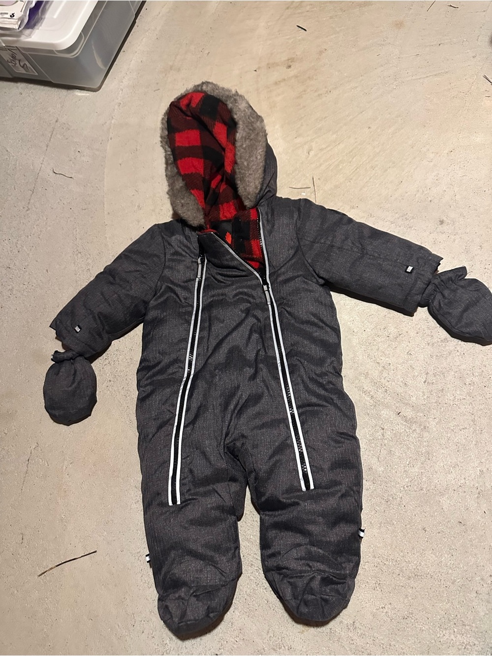 Kids Insulated Snowsuit with Hood - Gray